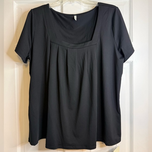 HALARA Tops - HALARA Square Neck Short Sleeve Casual Top